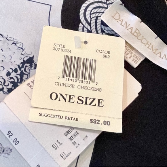 Dana Buchman Vintage 1997 Paris Square Scarf | Bonne Annee |Silk | Blk/Wht/Gray - Picture 4 of 7